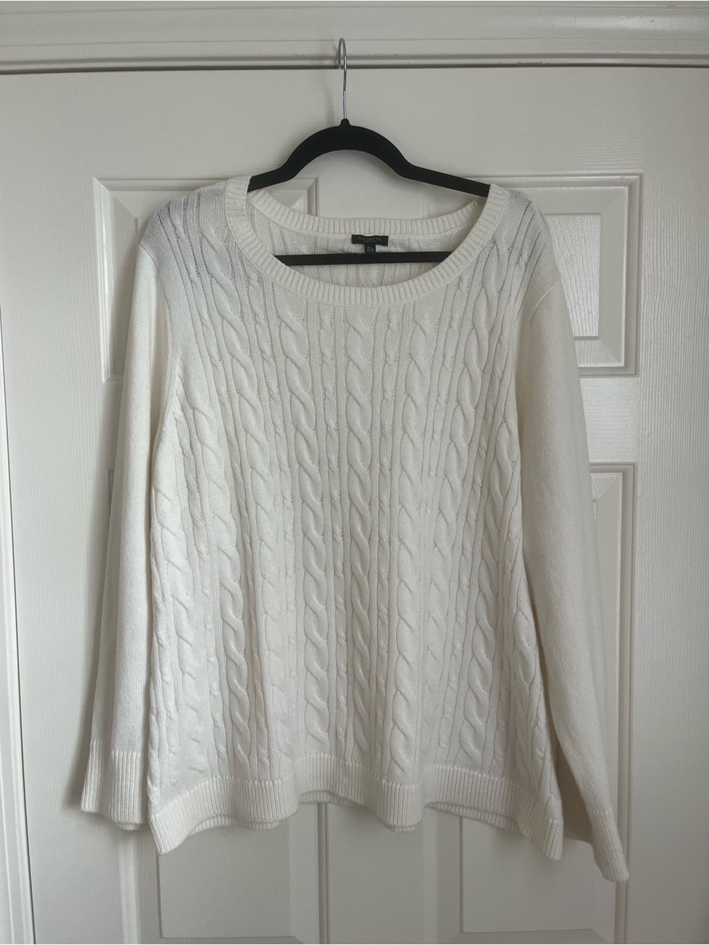 Talbots Plus Size Cream Cable-Knit Crewneck Sweater